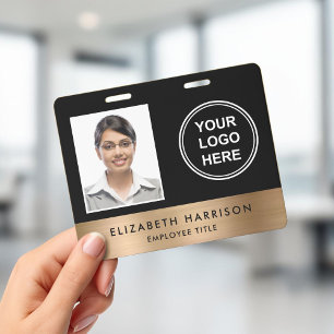 Luxe Bedrijfslogo Zwart Goud Personeel Identificat Badge