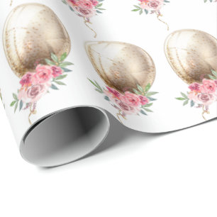 Luxe Beige ballon Glitter Party Cadeaupapier