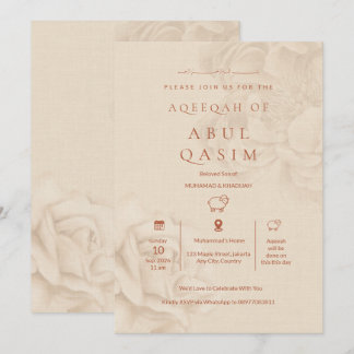 Luxe Beige Bloem Islamitische Aqeeqah Voor Baby Jo Kaart