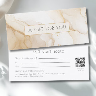 Luxe Beige Gouden Marmeren QR Code Cadeaubon