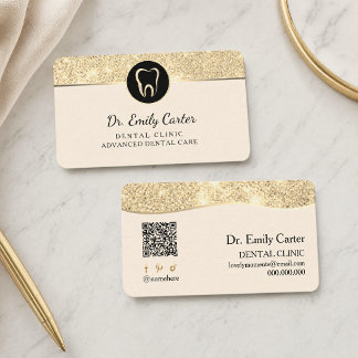 Luxe Beige & Gouden Tandartspraktijk  Visitekaartje