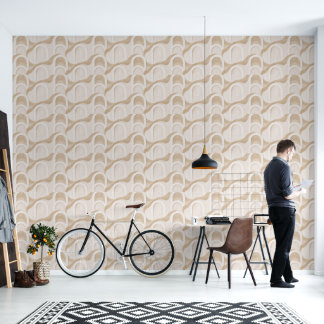 Luxe Beige Schelp Geometrisch Behang