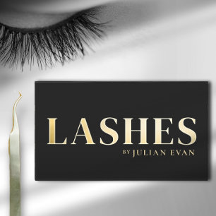 Luxe Black and Gold Lash Technician Business Card Visitekaartje