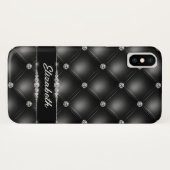 Luxe Black Bling Sparkle Diamond Aangepaste naam Case-Mate iPhone Case (Achterkant (horizontaal))
