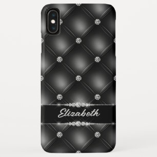 Luxe Black Bling Sparkle Diamond Aangepaste naam iPhone XS Max Hoesje