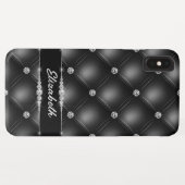 Luxe Black Bling Sparkle Diamond Aangepaste naam Case-Mate iPhone Case (Achterkant (horizontaal))