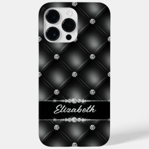 Luxe Black Bling Sparkle Diamond Aangepaste naam Case-Mate iPhone 14 Pro Max Hoesje