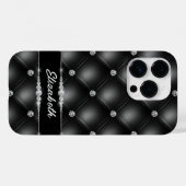 Luxe Black Bling Sparkle Diamond Aangepaste naam Case-Mate iPhone Case (Achterkant (horizontaal))