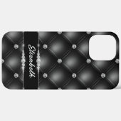 Luxe Black Bling Sparkle Diamond Aangepaste naam Case-Mate iPhone Case (Achterkant / Rechts)