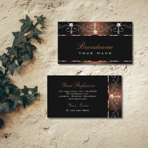 Luxe Black Brown Squiggles Sparkle Jewels Luxe Visitekaartje