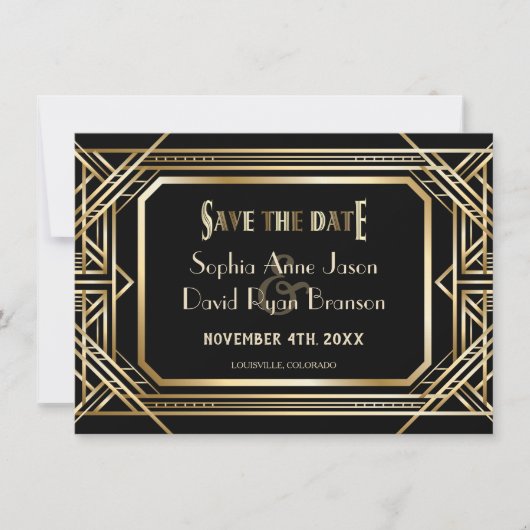 Luxe Black en Gold hebben de datum bespaard Save The Date (Voorkant)