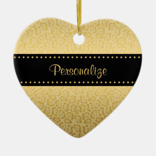 Luxe Black en Gold Jaguar afdrukken met naam Keramisch Ornament