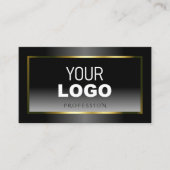 Luxe Black en White Gradient Gold Lijst Logo Visitekaartje (Voorkant)
