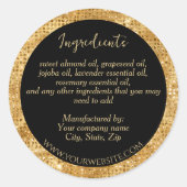 Luxe Black & Faux Gold Glitter Ingrediënten Label (Voorkant)