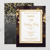 LUXE BLACK GOLD BUBBLES BIRTHDAY INVITATION KAART (Voorkant / Achterkant)