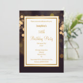 LUXE BLACK GOLD BUBLES ANNIVERSAIRE INVITATION (Debout devant)