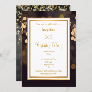 LUXE BLACK GOLD BUBLES ANNIVERSAIRE INVITATION