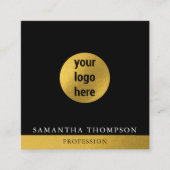 Luxe Black & Gold Business Logo QR-code Vierkante Visitekaartje (Voorkant)