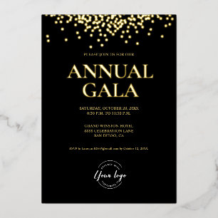 Luxe Black Gold Confetti Company Logo Jaarlijks Ga Folie Feestdagenkaart