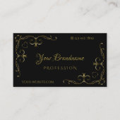 Luxe Black Gold  Corner Borders Ornamental Visitekaartje (Voorkant)