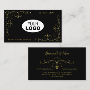 Luxe Black Gold  Corner-grenzen met Logo Visitekaartje