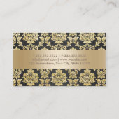 Luxe Black & Gold Damask Professional Visitekaartje (Achterkant)