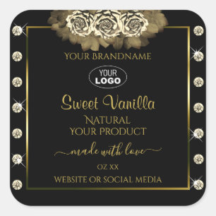 Luxe Black Gold Étiquettes Rose Bijoux Logo