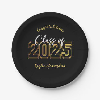 Luxe Black & Gold Graduation Party Borden Papieren Bordje