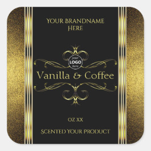 Luxe Black Gold-grenzen productlabels Logo Vierkante Sticker