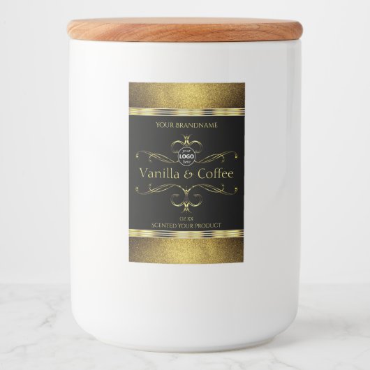 Luxe Black Gold-grenzen productlabels Logo Voedselcontainer Etiket (Voorkant)