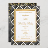 LUXE BLACK GOLD GRID 2 ANNIVERSAIRE INVITATION (Devant / Derrière)