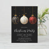 Luxe Black & Gold kerstfeest uitnodiging (Staand voorkant)