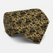 LUXE BLACK GOLD LACE PATROON STROPDAS (Opgerold)