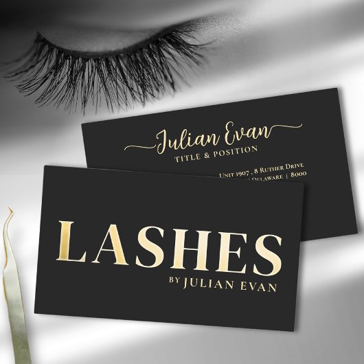Luxe Black Gold Lash Technicien Carte de visite