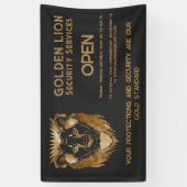 Luxe Black Gold Lion Business Logo Open Spandoek (Verticaal)
