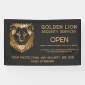 Luxe Black Gold Lion Business Logo Open Spandoek (Horizontaal)