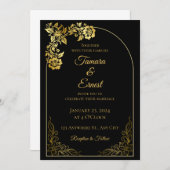 Luxe Black Gold Royal Wedding Invitation Kaart (Voorkant / Achterkant)