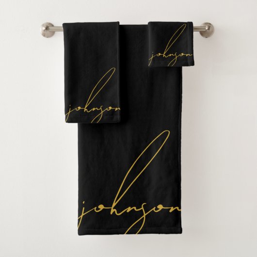 Luxe Black Gold Signature Script Monogramme (En situation)