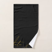 Luxe Black Gold Signature Script Monogramme (Serviette à main)