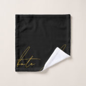 Luxe Black Gold Signature Script Monogramme (Gant de toilette)