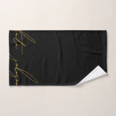 Luxe Black Gold Signature Script Monogramme (Serviette à main)