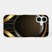 Luxe Black & Gold Striped iPhone 16 Coque | Gloss (Verso Horizontal)