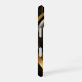 Luxe Black & Gold Striped iPhone 16 Coque | Gloss (Côté droit)