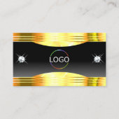 Luxe Black Ombre Gold Borders Logo QR-code Visitekaartje (Voorkant)