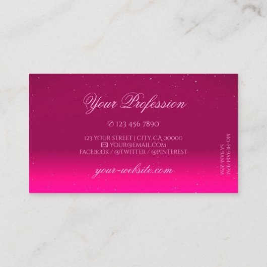 Luxe Black Pink Sparkle Diamonds Professional Visitekaartje (Achterkant)