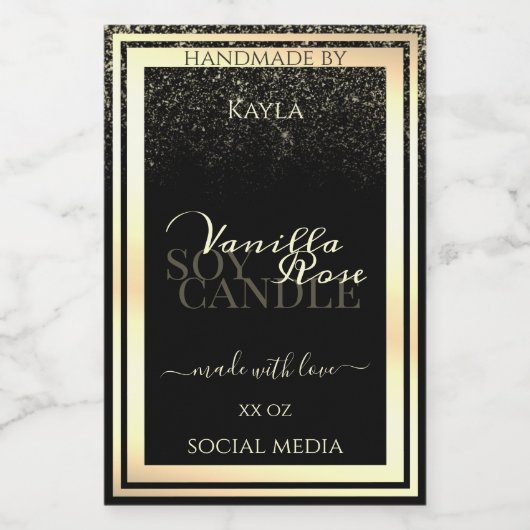 Luxe Black Product Packaging Étiquette Gold Frame (Étiquettes simples)