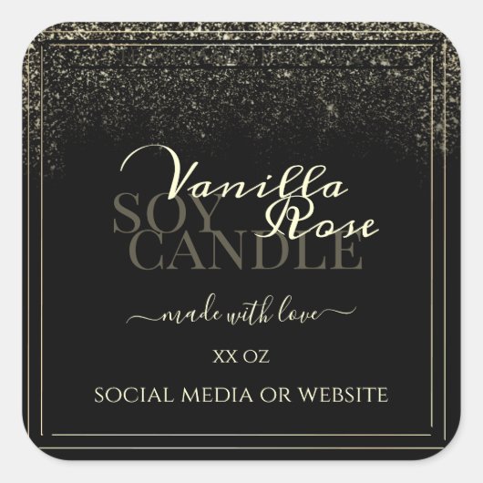 Luxe Black Product Packaging Étiquette Gold Frame (Devant)