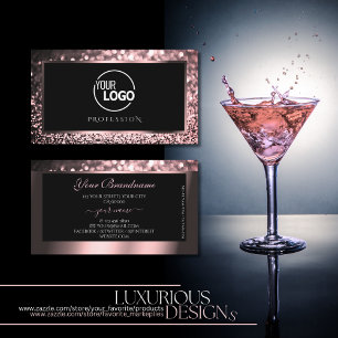 Luxe Black Roos Gold Sparking Glitter met Logo Visitekaartje