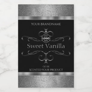 Luxe Black Silver Ornate Produit Étiquettes Ajoute