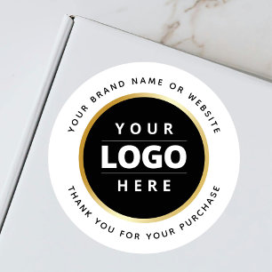 Luxe Black White Gold Stroke Business Logo Ronde Sticker